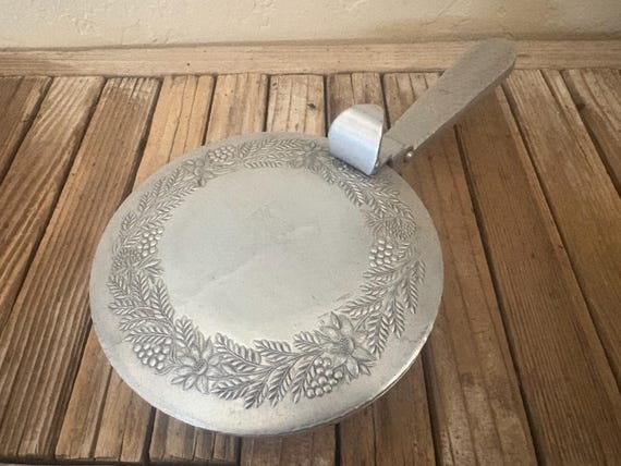 Antique Silver Aluminum Floral Butler Crumb Catcher