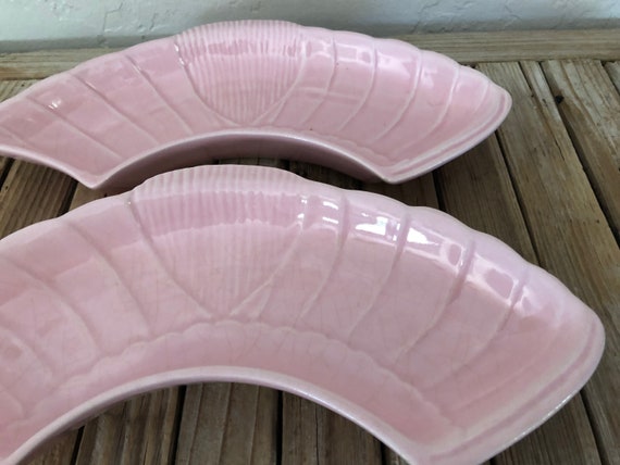 Pair of Mid Century Pink California USA Pottery Nut Dishes 830 831