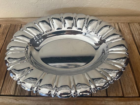Vintage Bright Silver Scalloped Forman Bros Tray