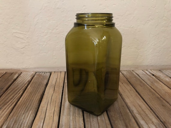Vintage Green Glass Jar Vase