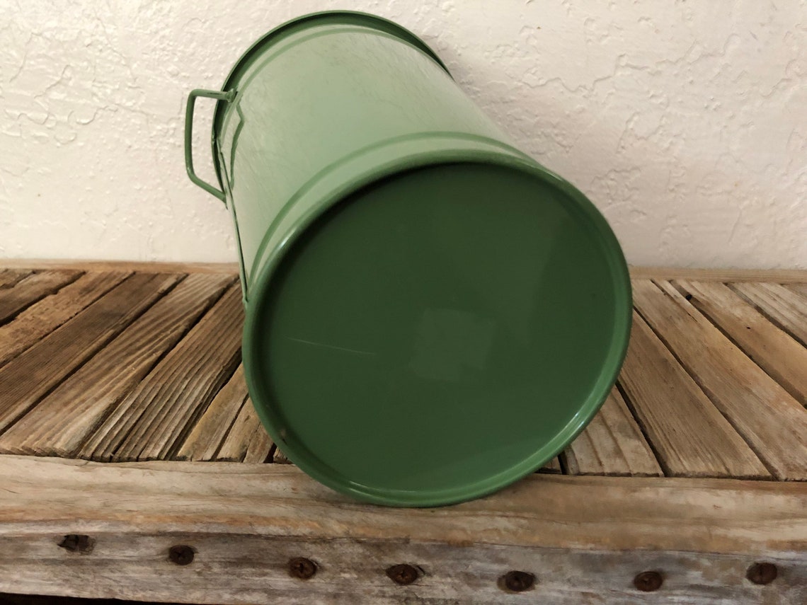 Industrial Green Metal Bucket Etsy