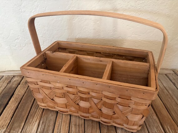 Vintage Natural Art Storage Tote Basket with Handle