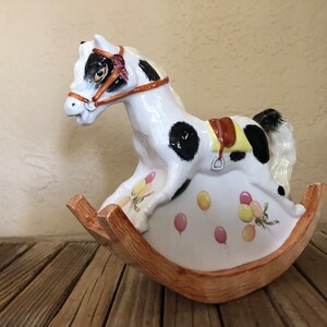 Vintage Handpainted English Staffordshire Crown Dorset Fine Bone China Rocking Horse Creamer image 2