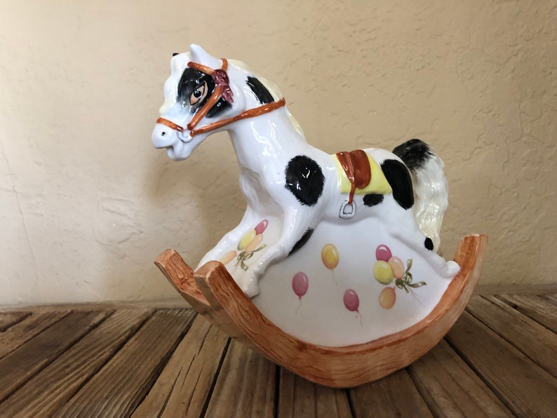 Vintage Handpainted English Staffordshire Crown Dorset Fine Bone China Rocking Horse Creamer image 2