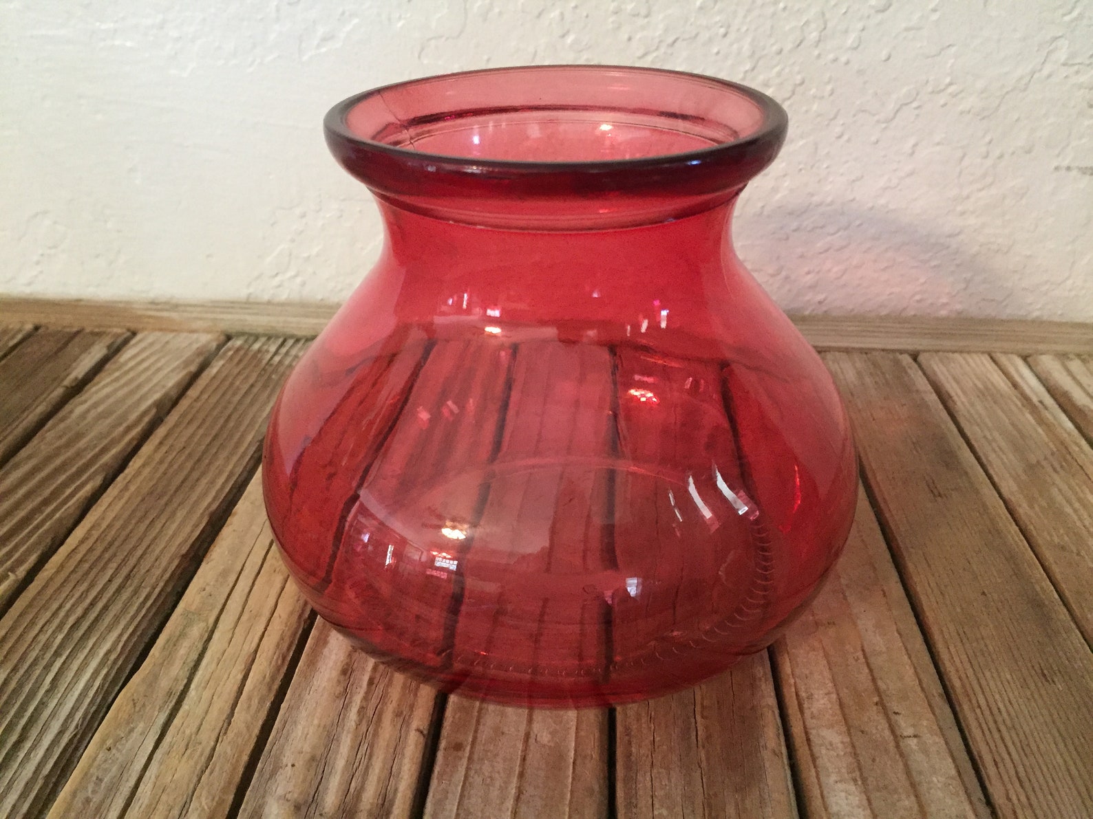 Vintage Bright Pink Glass Jar Vase Etsy