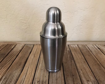 Vintage Minimalist Mini Brushed Metal Cocktail Shaker