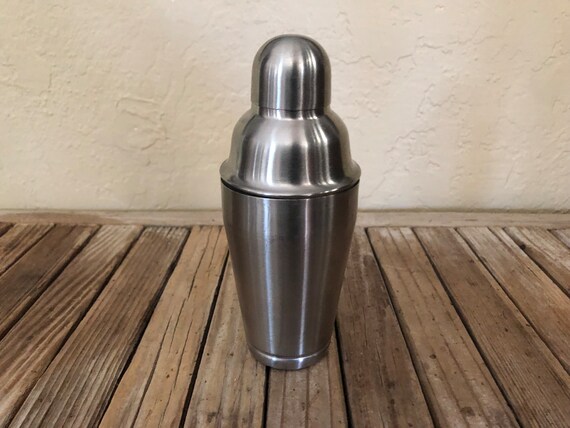 Vintage Minimalist Mini Brushed Metal Cocktail Shaker
