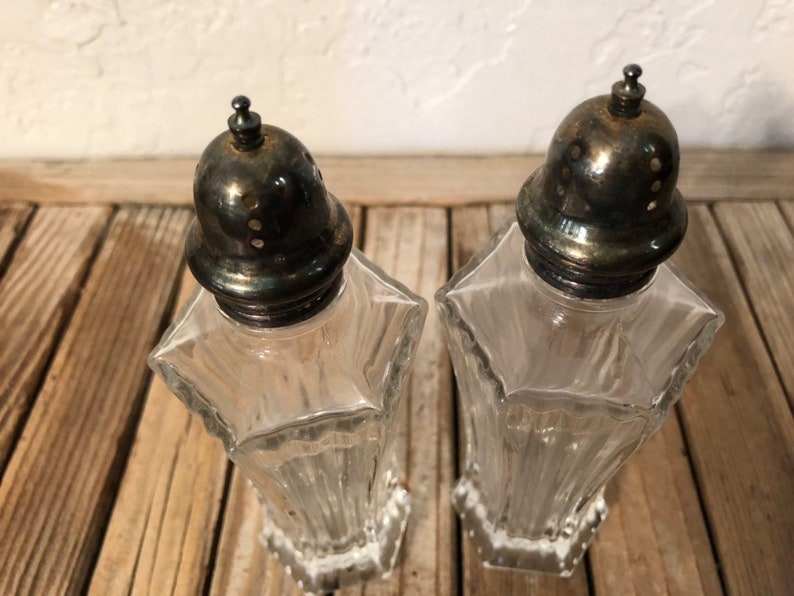 Vintage Mikasa Diamond Fire Glass Salt and Pepper Shakers Pair Etsy