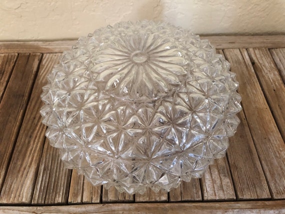 Hollywood Regency Star Cut Glass Pendant Glass Shade