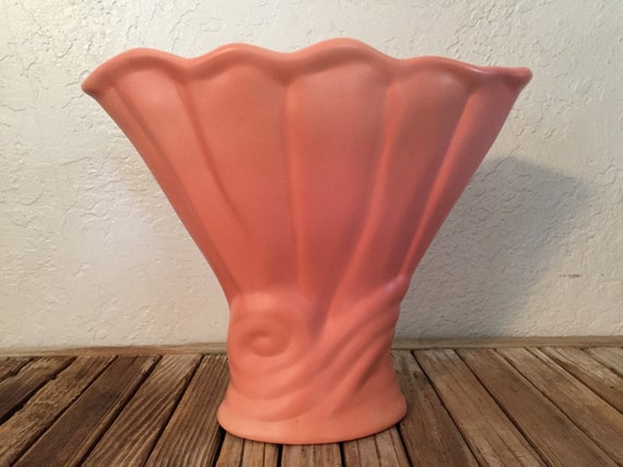 Mid Century Large Matte Peachy Pinky California Pottery Vase
