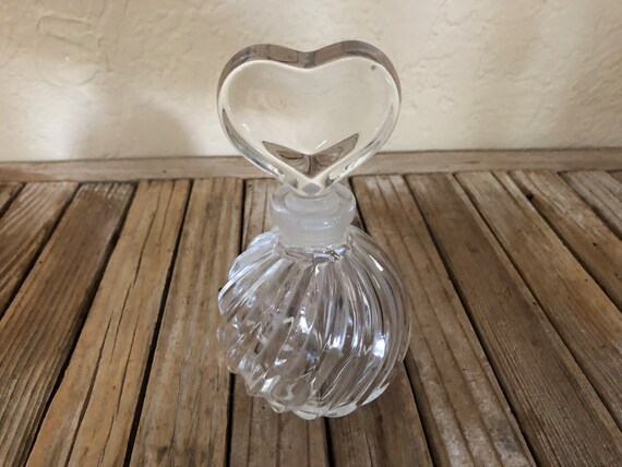 Vintage Crystal Circular Swirl Heart Perfume Bottle