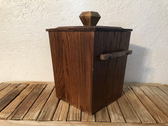 Mid Century Wood Ice Bucket by Vermillion