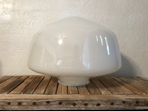 Antique Extra Large White Glass Shade Schoolhouse Shade