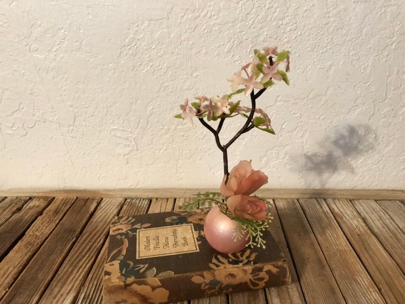 Vintage Sparly Pink Base with Faux Flowers