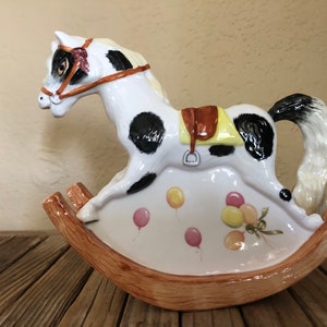 Vintage Handpainted English Staffordshire Crown Dorset Fine Bone China Rocking Horse Creamer image 1