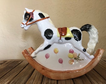 Vintage Handpainted  English Staffordshire Crown Dorset Fine Bone China Rocking Horse Creamer