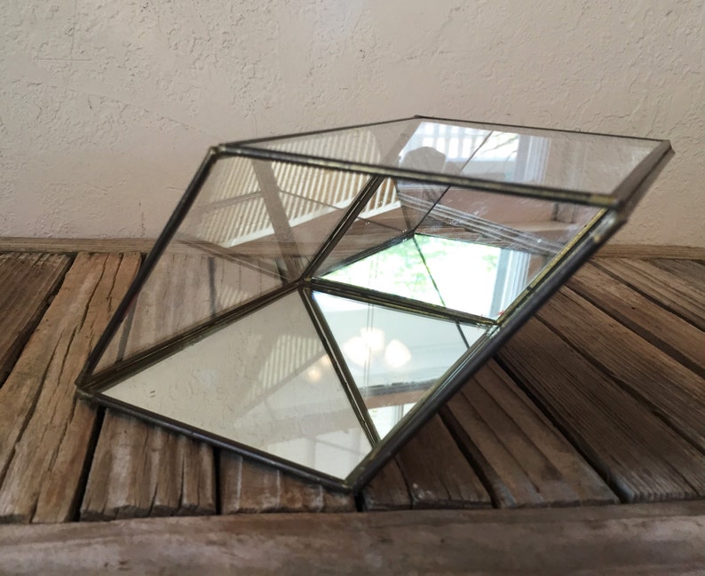 Vintage Brass and Glass Mirror Display Case In A Diamond Shape Etsy