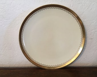 Antique T & V Limoges France Gold and Ivory Large 12" Platter