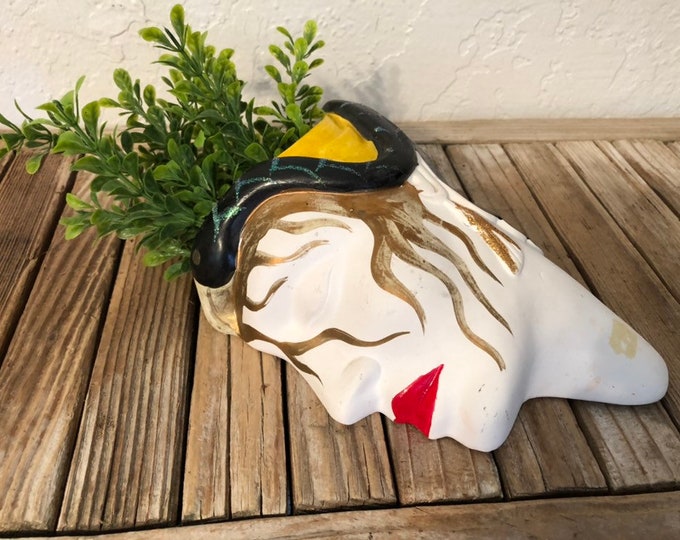 Vintage Hand Painted Art Deco Head Vase Wall Hanging Vase Etsy