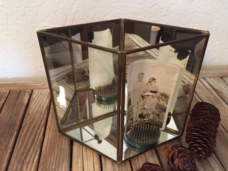Vintage Brass and Glass Mirror Display Case In A Diamond Shape Etsy