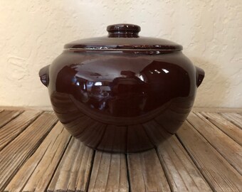 Vintage Brown Bean Pot Made in USA