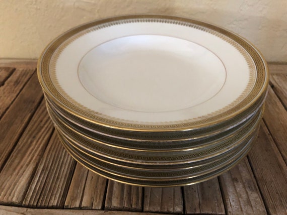 Set of 7 Antique D & C Limoges France Gold and White Bowls Fabrique Pour Charles Hall Springfield Mass