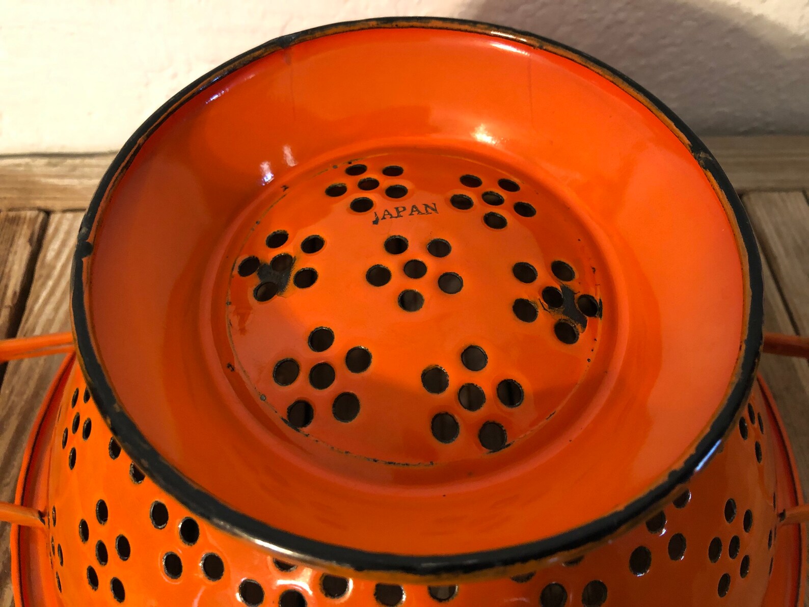 Vintage Bright Orange and Black Japanese Metal Flower Colander Etsy