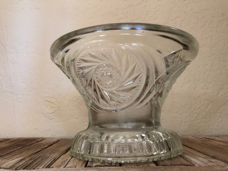 Vintage Cut Glass Pedestal Serving Bowl Etsy