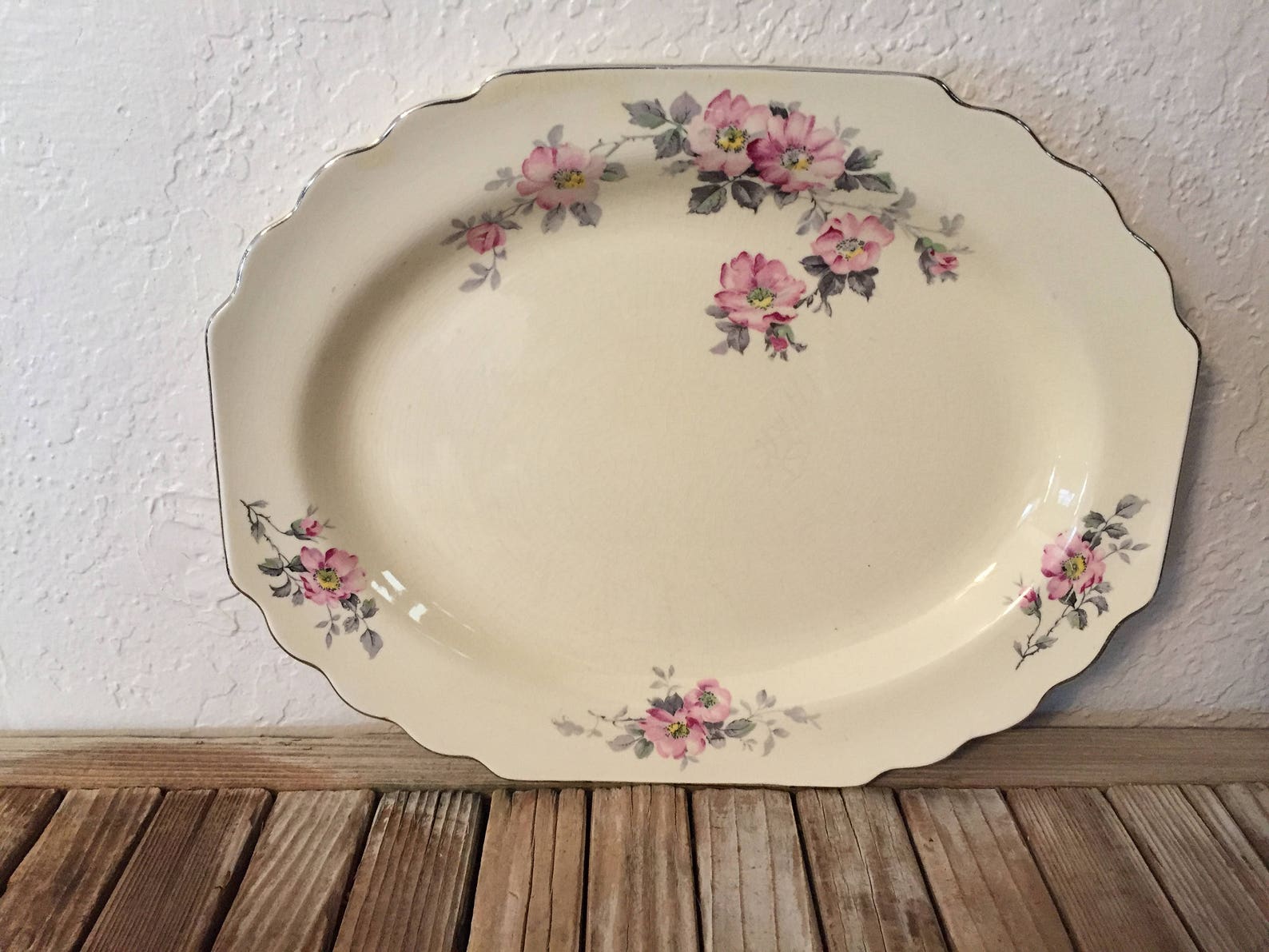 Vintage Floral Platter Etsy