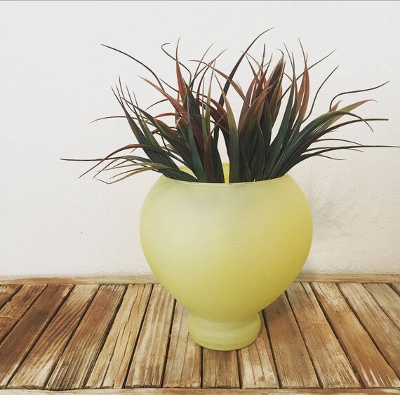 Vintage Frosted Yellow Vase