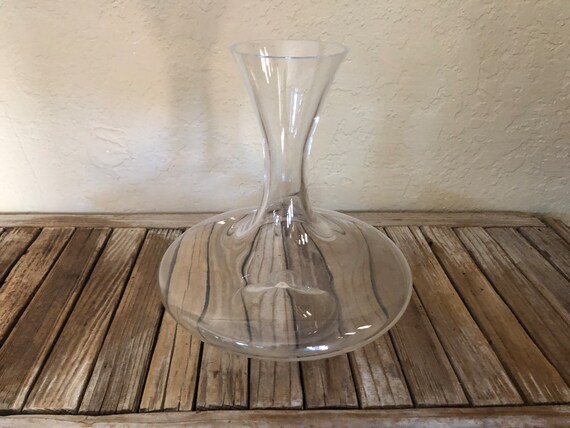 Vintage Modern Denizli Clear Glass Wine Carafe Decanter Made In Turkey