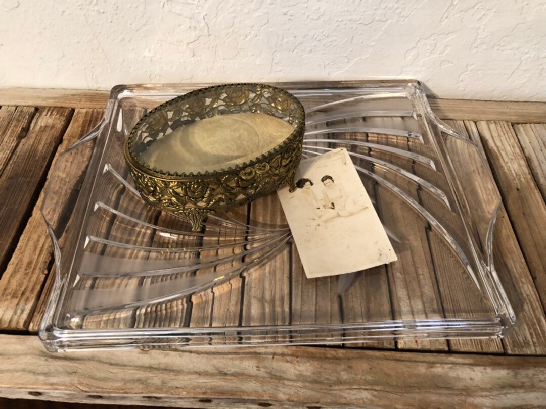 Vintage Pressed Glass Vanity Tray Etsy