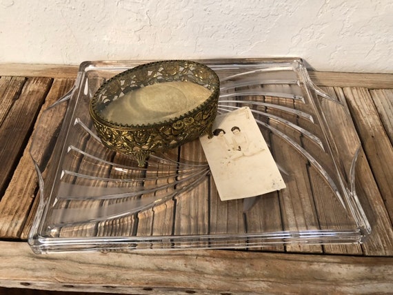 Vintage Pressed Glass Vanity Tray