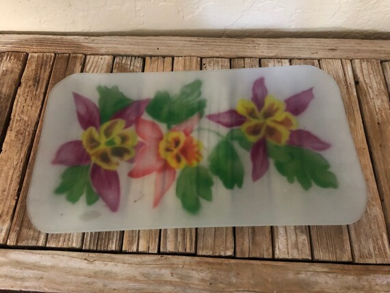 Vintage Frosted Reverse Painted Floral Tay Platter
