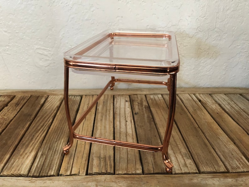 Vintage Rose Gold Two Tiered Metal Stand With Clear Acrylic Etsy