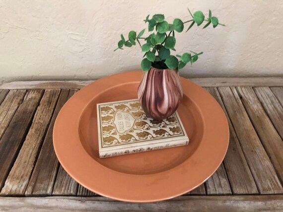 Mid Century Peach Fapodel Tray Made In Portugal