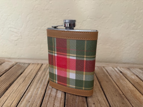 Vintage Plaid Stainless Steel Flask