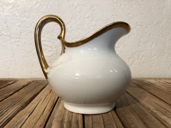 Antique Gold and White Bristol Austria Creamer