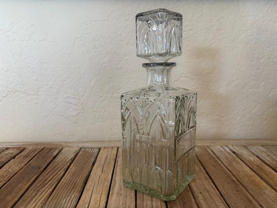 Vintage Art Deco Glass Liquor Bottle Decanter