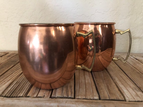 Pair of 2 Mid Century Copper and Brass Indian Moscow Mules Made In India