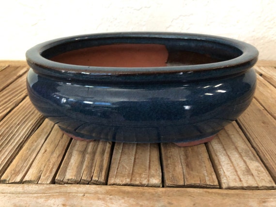 Mid Century Blue Bonsai Pot