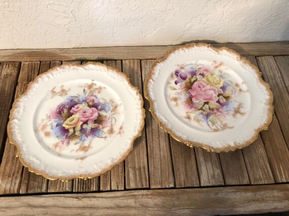 Antique  Pair of Hand Painted Adderley England 6922 Plate Wall Hanging