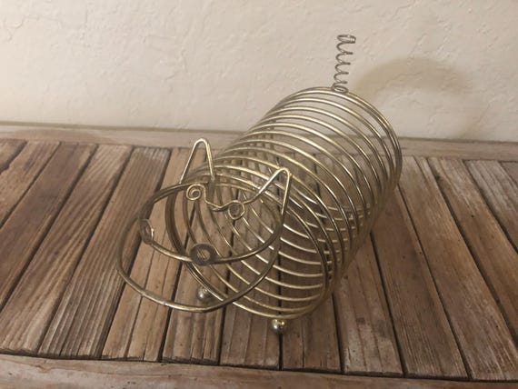 Vintage Gold Metal Pig Letter Holder Spring