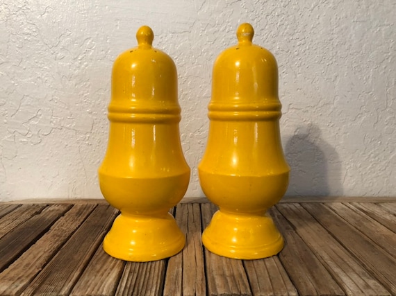 Mid Century Bright Yellow Knobler Japan Salt and Pepper Shakers