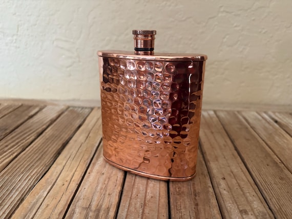 Vintage Pressed Rose Gold Copper Metal Flask