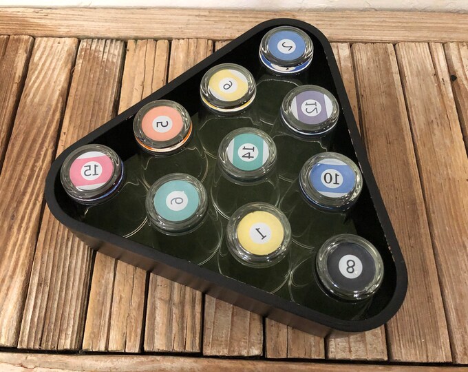 Vintage Glass Billiard Shot Glasses Etsy