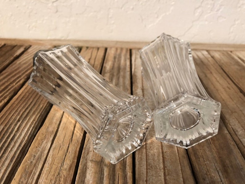 Vintage Mikasa Diamond Fire Glass Salt and Pepper Shakers Pair Etsy
