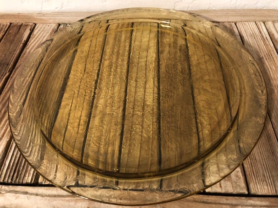 Collectible Amber Depression Glass Platter Madrid Pattern