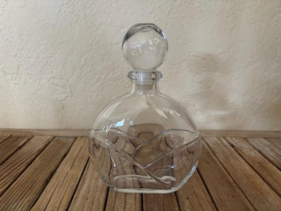 Vintage Clear Art Deco Perfume Bottle Liquor Bottle