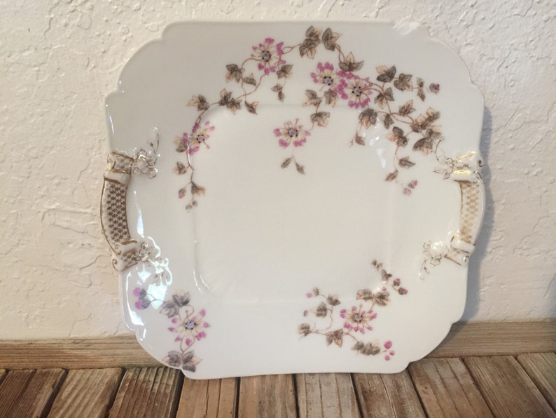 Antique Floral Pink and Gold Scalloped Limoges Haviland GFA CFH Plate